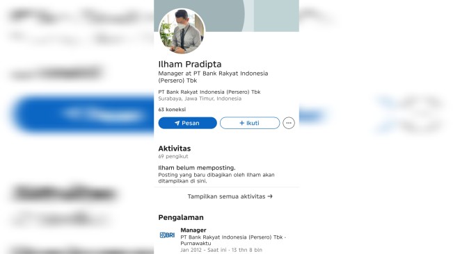 Tangkapan layar Linked In Muhammad Ilham Pradipta. [Linked In]